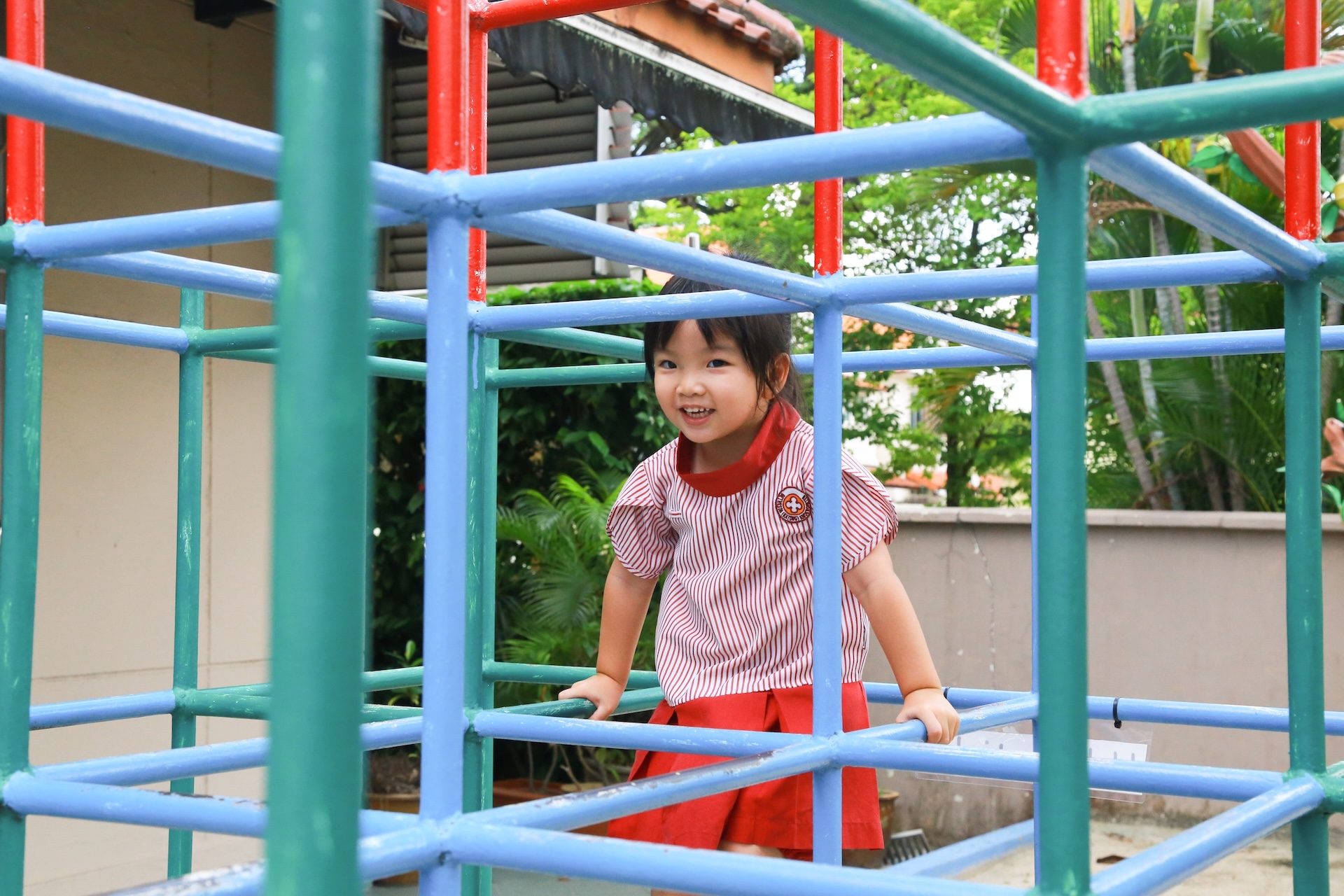 Child playing in playground